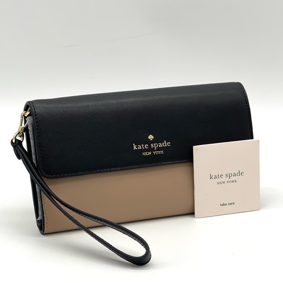 Kate Spade Large Madison Trifold Travel Colorblock Wallet Wristlet - Picture 2 of 8
